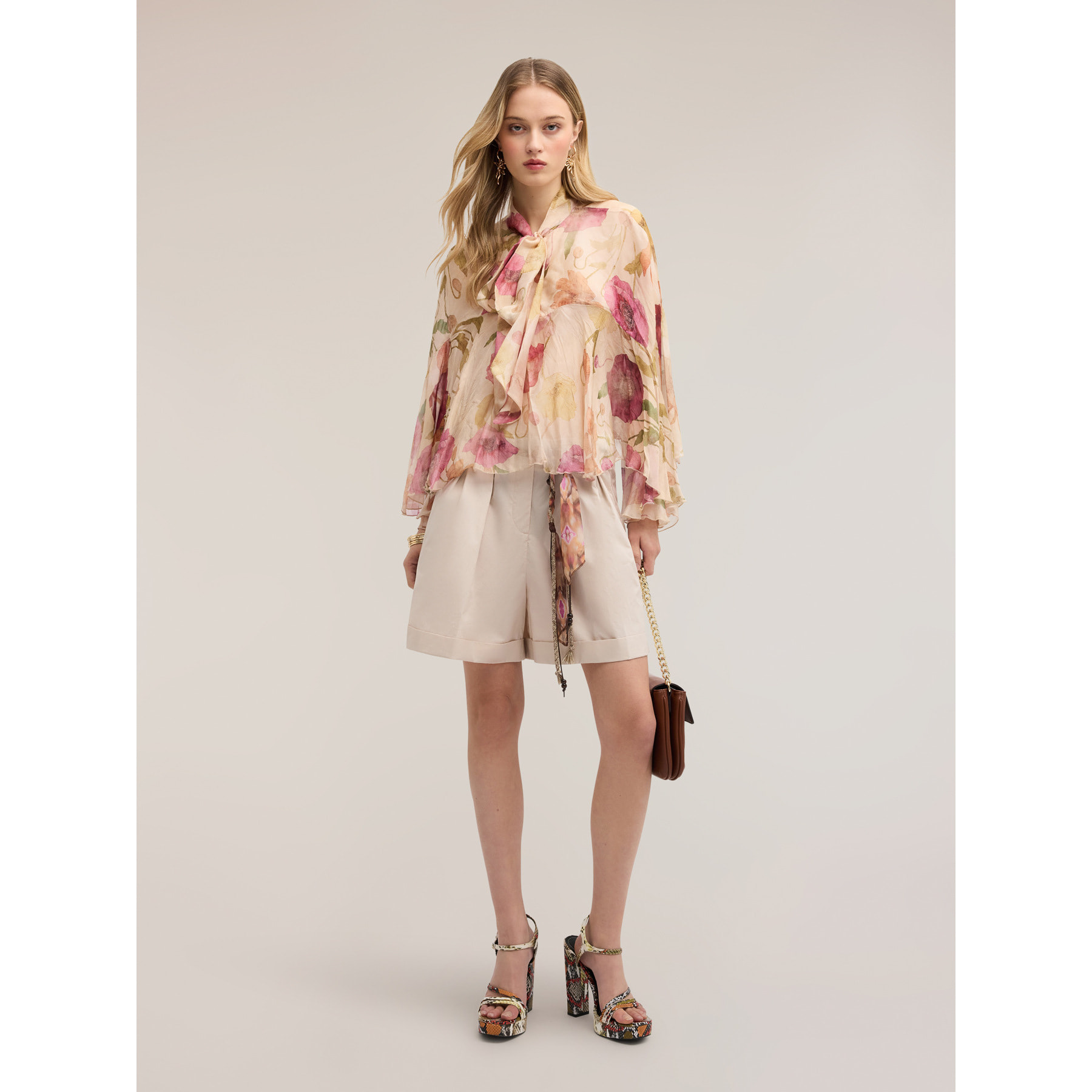 Motivi - Blusa in chiffon misto seta con stampa - Rosa