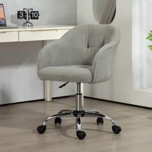 Chaise de bureau tissu bouclette design hauteur réglable pivotante piètement acier gris