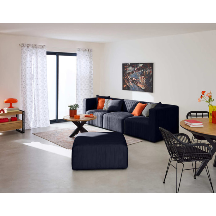 Nova - pouf modulable - en velours - Bleu marine