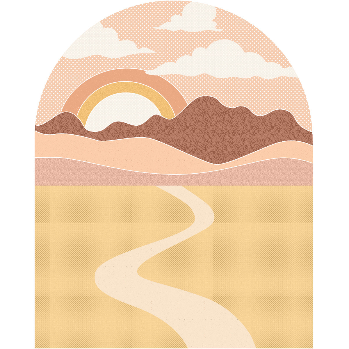 Papier peint - Ambiance Sticker - SOLEIL LEVANT CALIFORNIEN AVEC DÉSERT ET NUAGES - 75x60cm