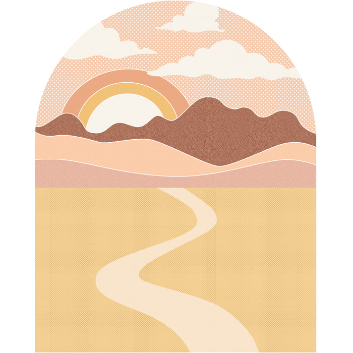 Papier peint - Ambiance Sticker - SOLEIL LEVANT CALIFORNIEN AVEC DÉSERT ET NUAGES - 75x60cm