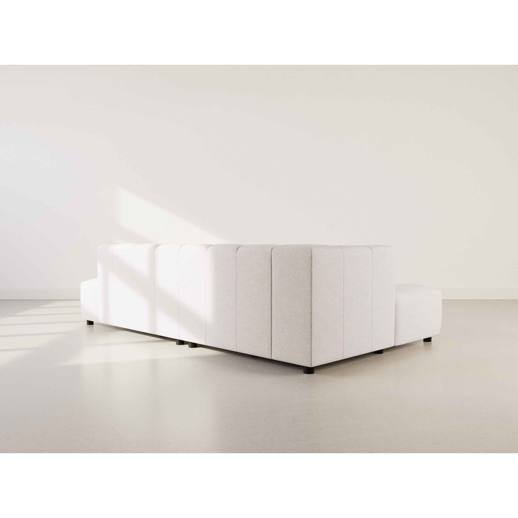 Curtis - canapé d'angle gauche 4 places sans accoudoir en tissu texturé - Beige