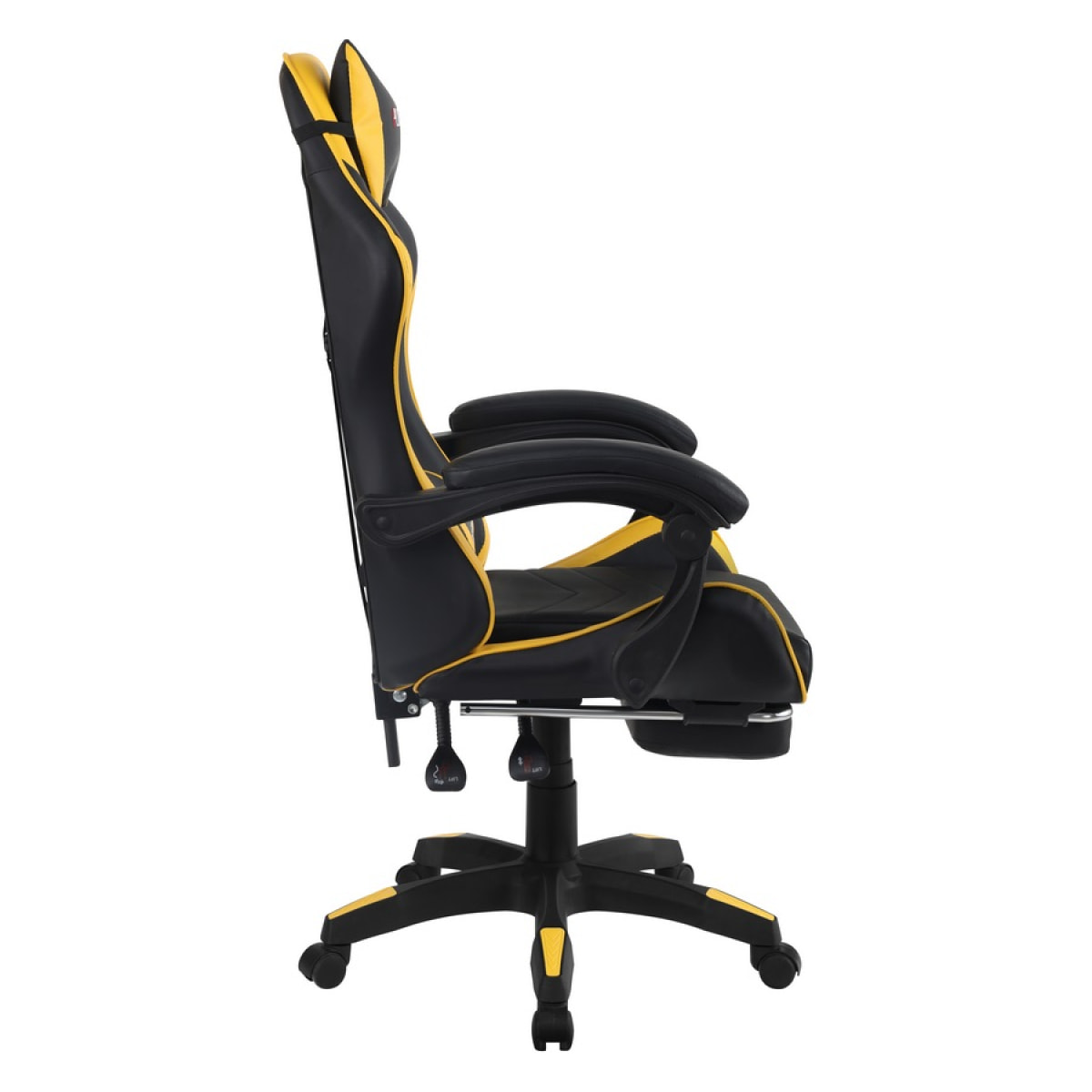 Poltrona gaming reclinabile con poggiapiedi gialla e nera