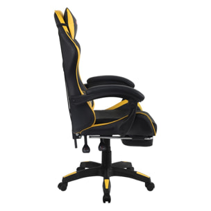 Poltrona gaming reclinabile con poggiapiedi gialla e nera