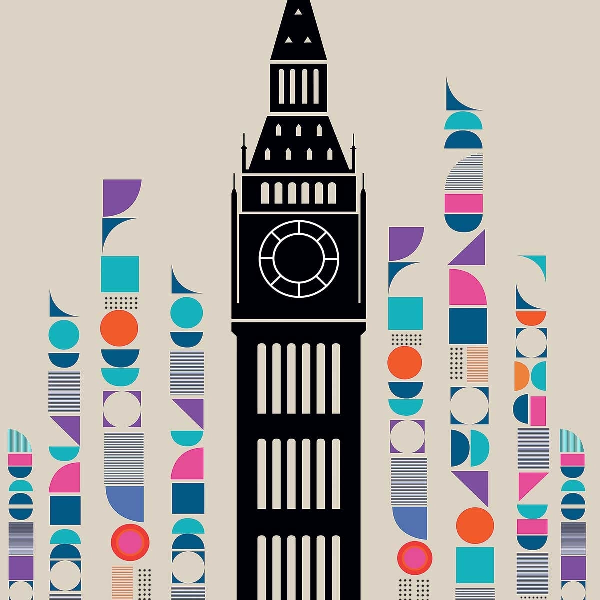 Affiche london big ben retro Affiche sous cadre bois