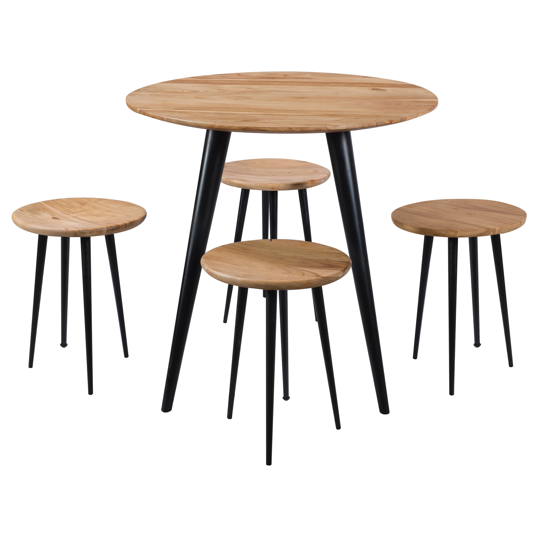 Tabouret rond en bois d'acacia - Modasa