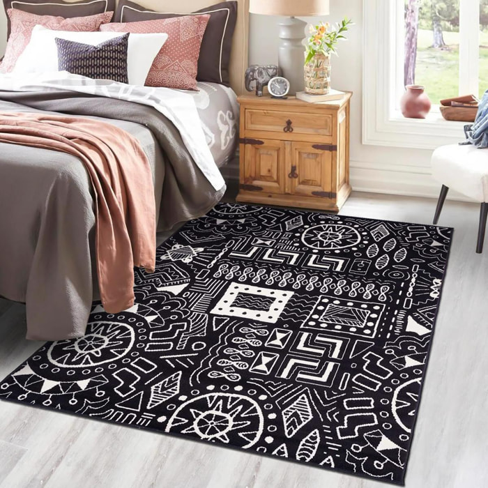 Tapis salon et chambre tissé motif ethnique VEJO