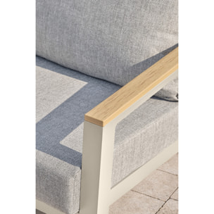 KOMMOS - Salon de jardin 5 pl en alu et plateau composite effet bois