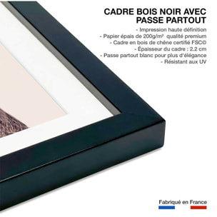 Affiche enfant biche enneigée  Affiche sous cadre noir