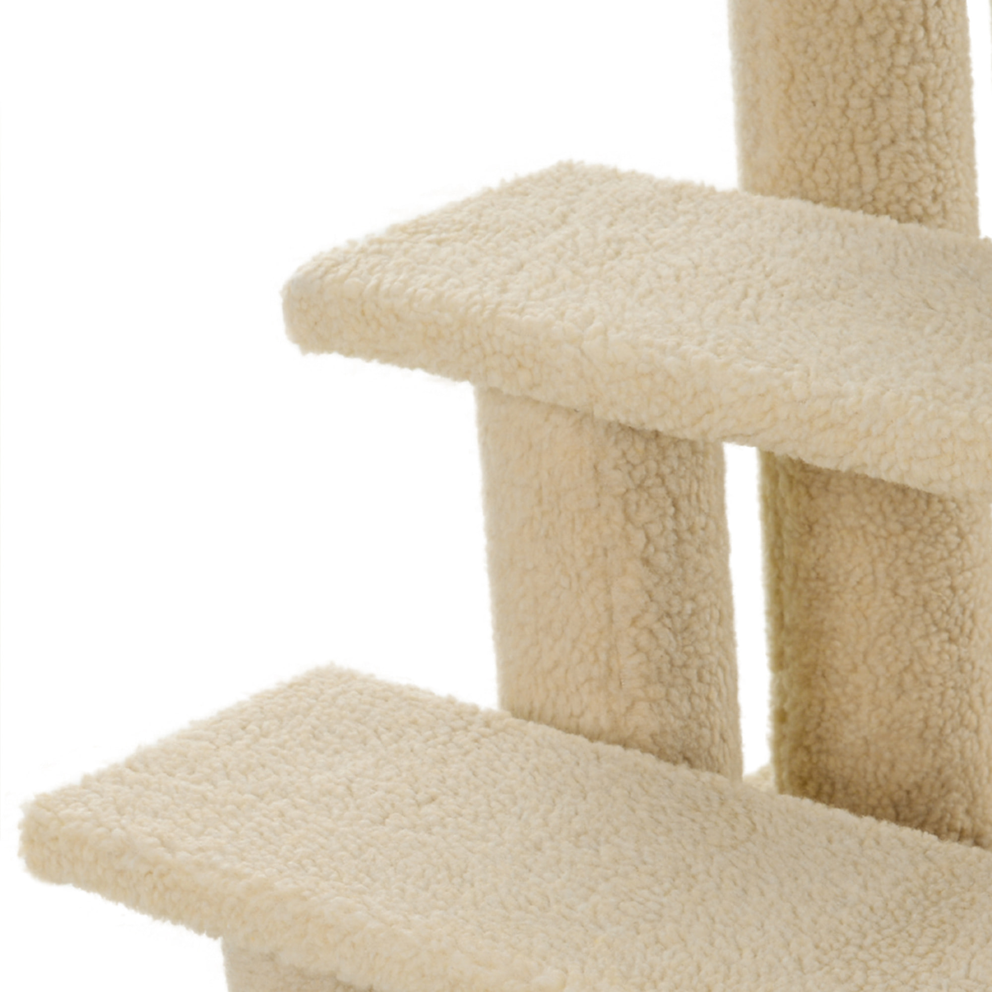 Escalier pour chat - escalier pour chien - 4 marches - revêtement flanelle grande douceur haute densité - structure panneaux particules - beige