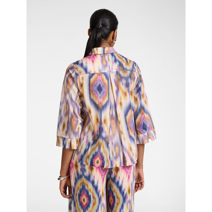 Elena Mirò - Camisa en muselina de algodón estampada - Violeta