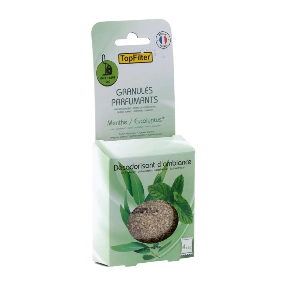Lot de 4 sachets de parfum pour aspirateur odeur menthe/eucalyptus TopFilter