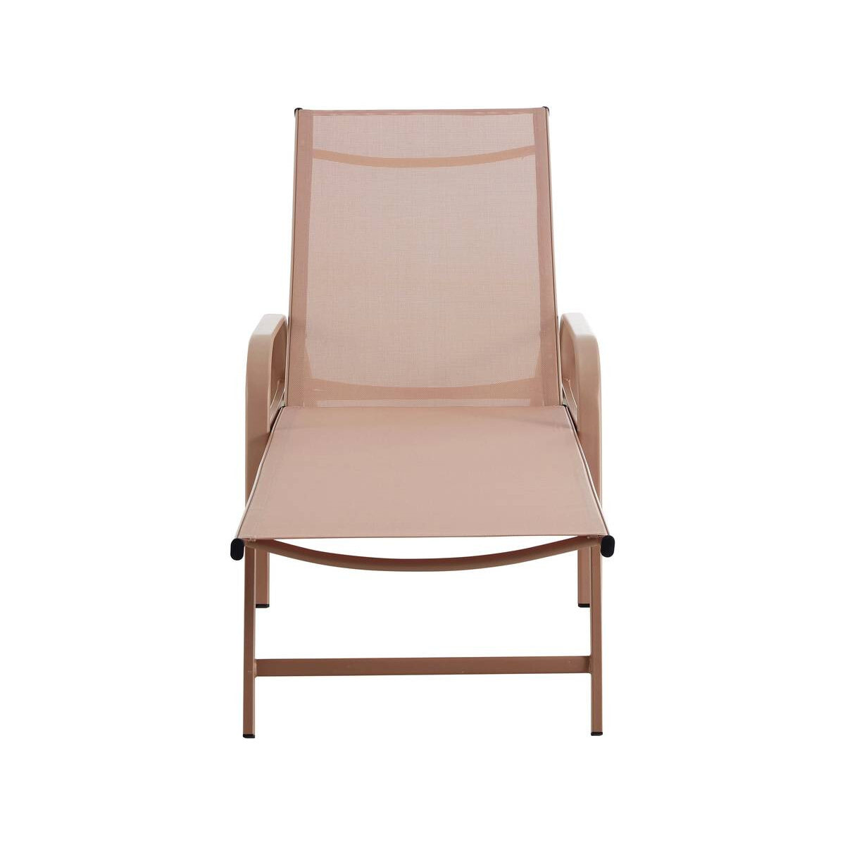 Lot de 2 Bains de soleil en métal avec accoudoirs "Farniente" - Marron