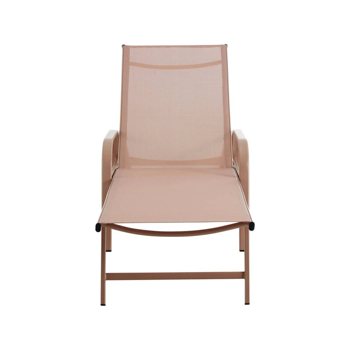 Lot de 2 Bains de soleil en métal avec accoudoirs "Farniente" - Marron