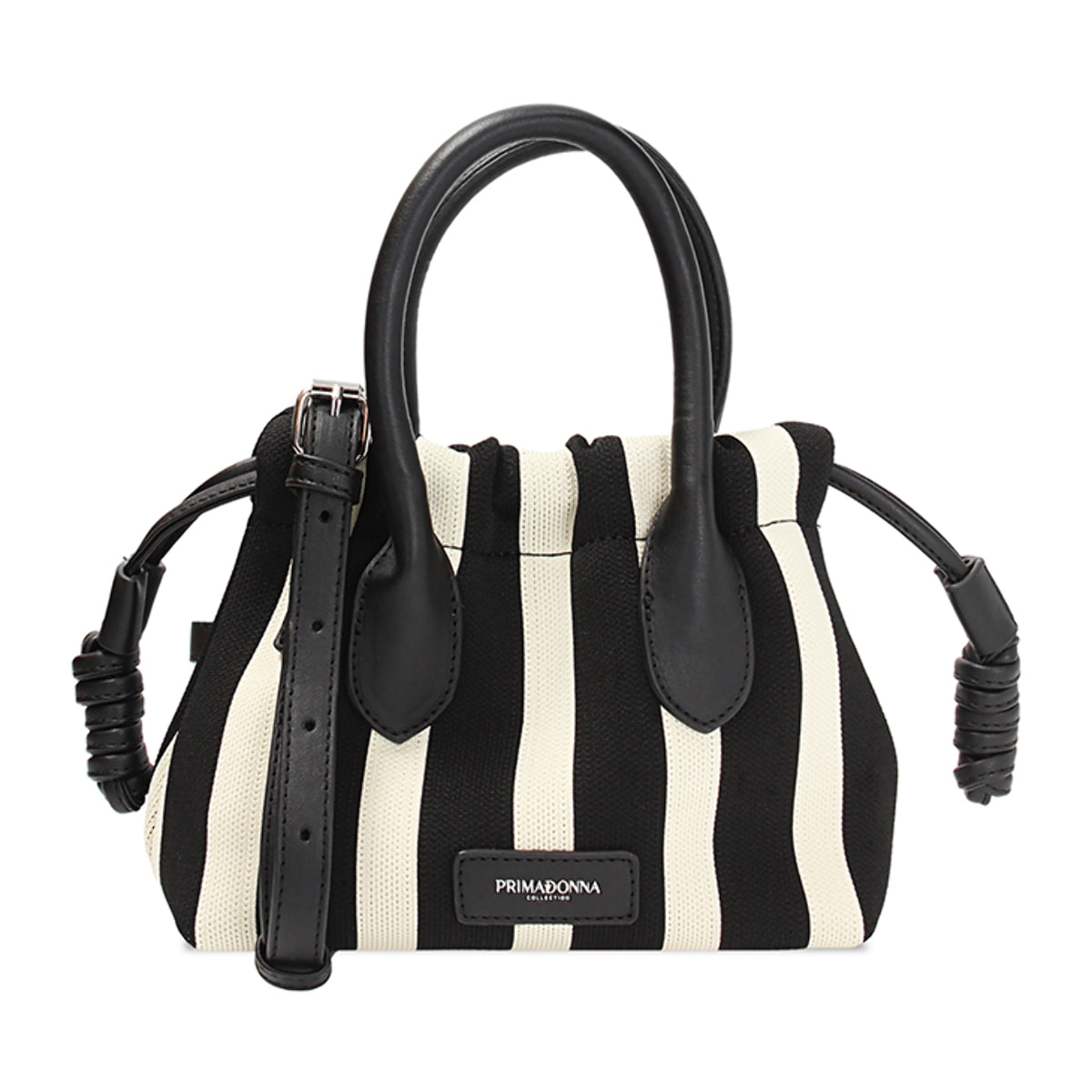 Mini bag donna nera e panna in canvas