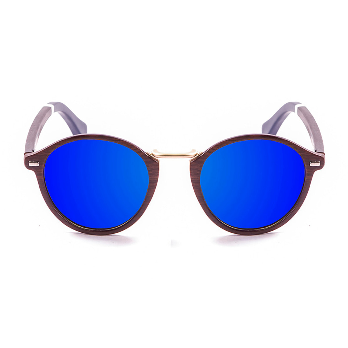 Gafas de sol PALO ALTO MARYLAND WOOD - Brazo marrón bambú / Revo marrón y azul y brazo blanco y azul oscuro