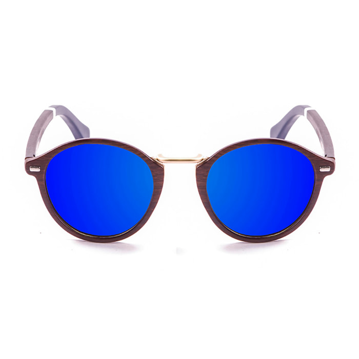 Gafas de sol PALO ALTO MARYLAND WOOD - Brazo marrón bambú / Revo marrón y azul y brazo blanco y azul oscuro