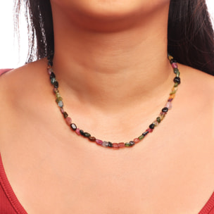 Collana Girocollo con Pietre Naturali Tormalina Multicolore