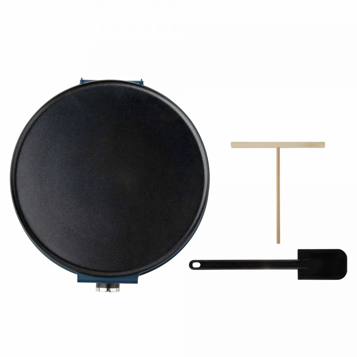 Crepera eléctrica JATA JECR1000 con superficie de 30 cm de diámetro. Incluye espátula y esparcidor