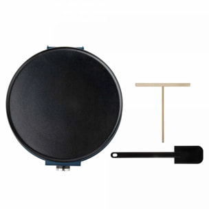 Crepera eléctrica JATA JECR1000 con superficie de 30 cm de diámetro. Incluye espátula y esparcidor