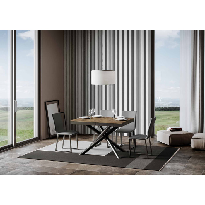 Table extensible 90x120/380 cm Famas Evolution Noyer cadre Anthracite