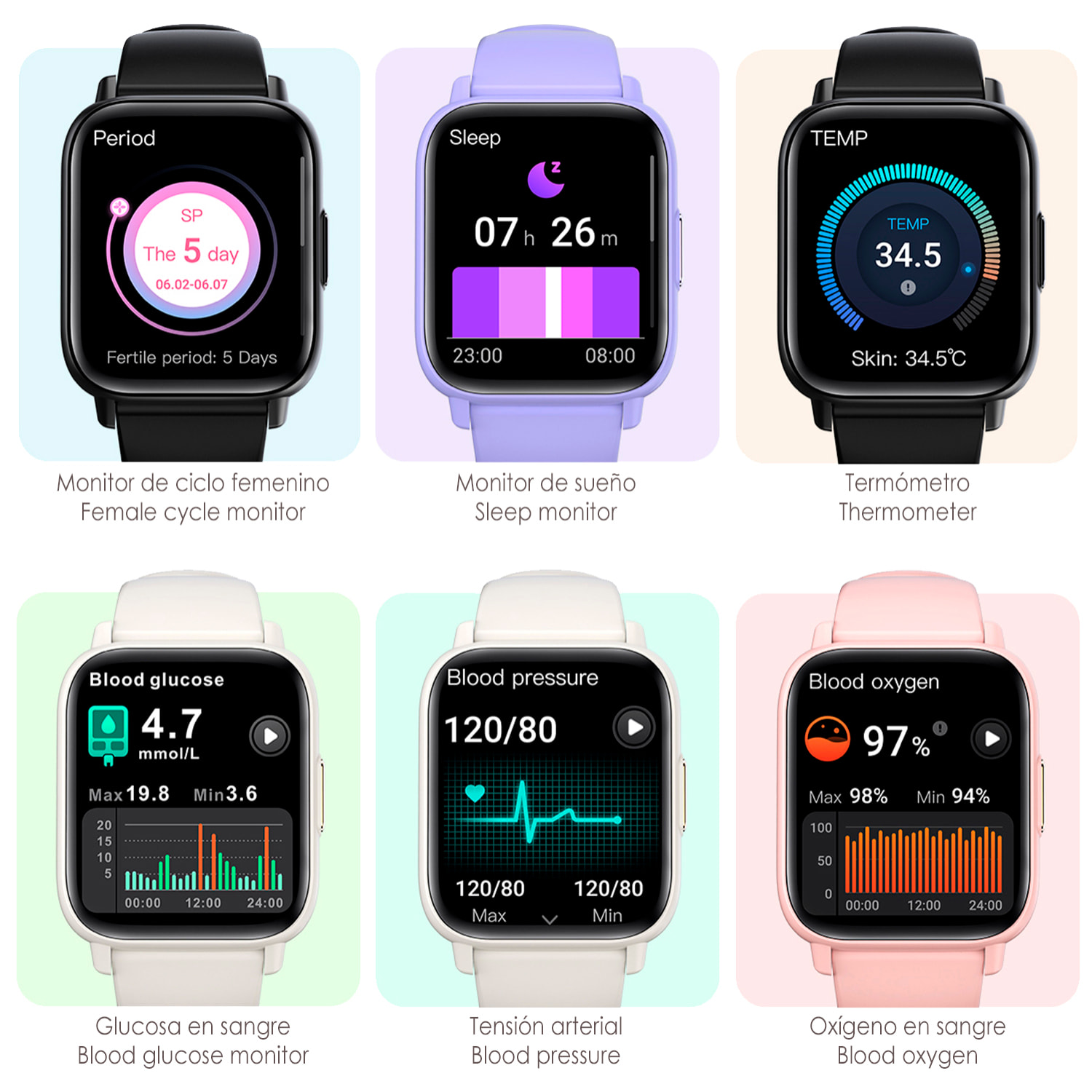 Smartwatch DM60 , multitud de modos deportivos y mediciones de salud. Llamadas bluetooth y avisos de notificaciones.