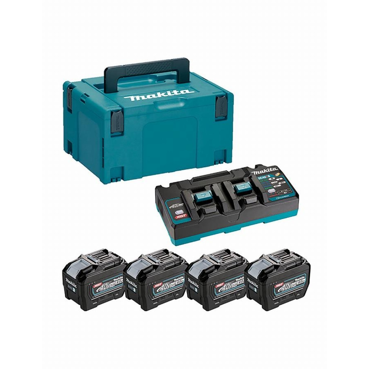Makita 40V Li-ion MAX Juego de 4 baterías 8.0Ah - Cargador - Mbox - 191U42-2
