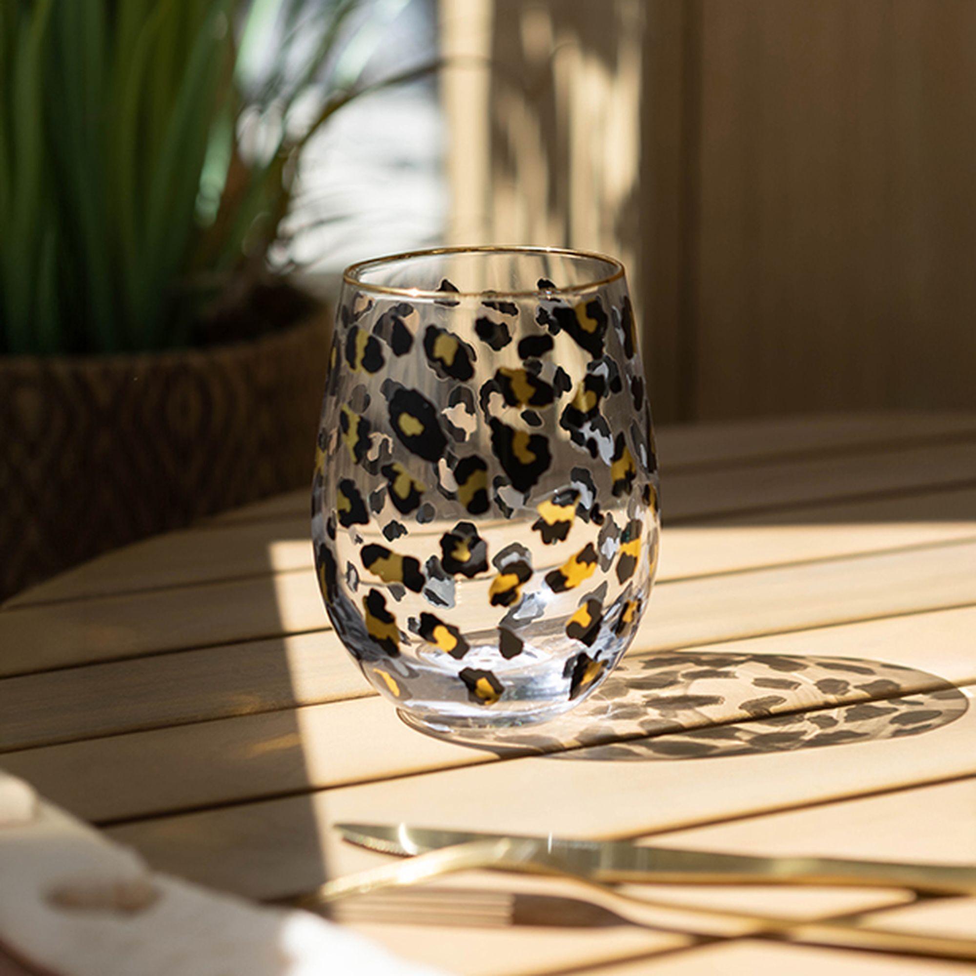Lot de 4 gobelets en verre 52cl motif léopard LEOPARD