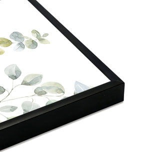 Affiche encadrée feuille eucalyptus illustration aquarelle Affiche + cadre en métal - Noir