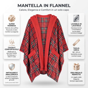 Mantella effetto flanella in fibre sintetiche - Rosso