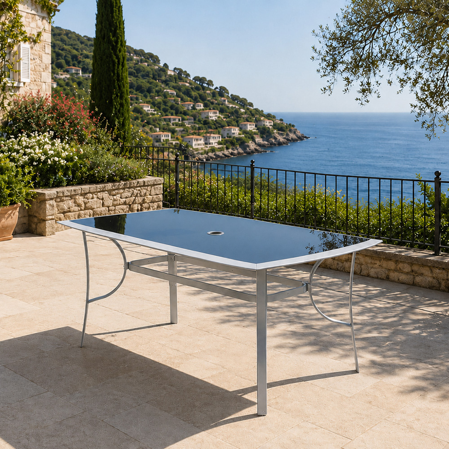 Table de jardin 150cm en aluminium gris DURHAM