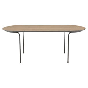 JULIA - Table basse rect. angles arrondis 100x40cm mocha pieds métal