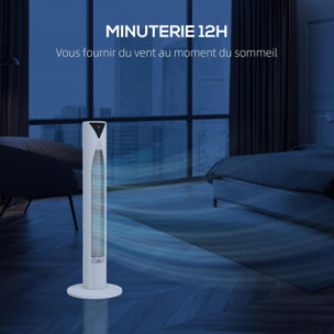 Ventilateur colonne tour oscillant 45 W silencieux télécommande incluse timer 4 modes 3 vitesses filtre blanc