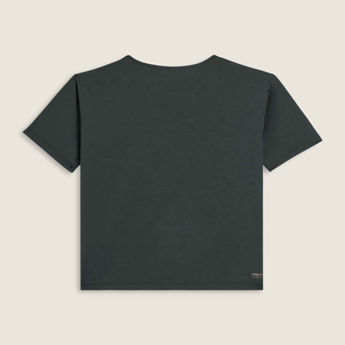 T-shirt cropped con maniche ampie e stampa Mood Up