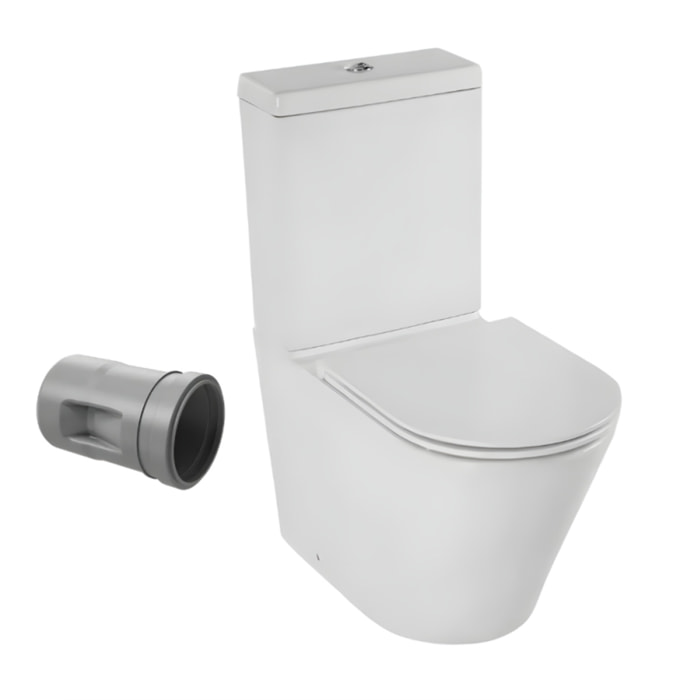 WC à poser sans bride sortie universelle Rodin+ avec abattant frein de chute