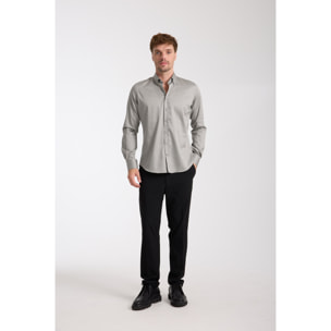 camicia uomo 1 bottone button down slim Satin Unito Grigio Medio