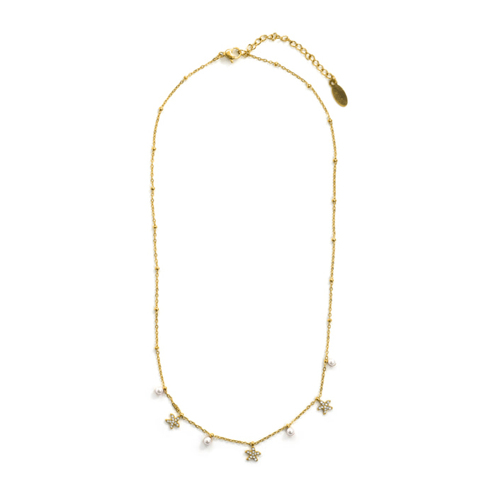 Collar de Aleación de Metal y Circonita Brillante acabado en oro amarillo de 18k