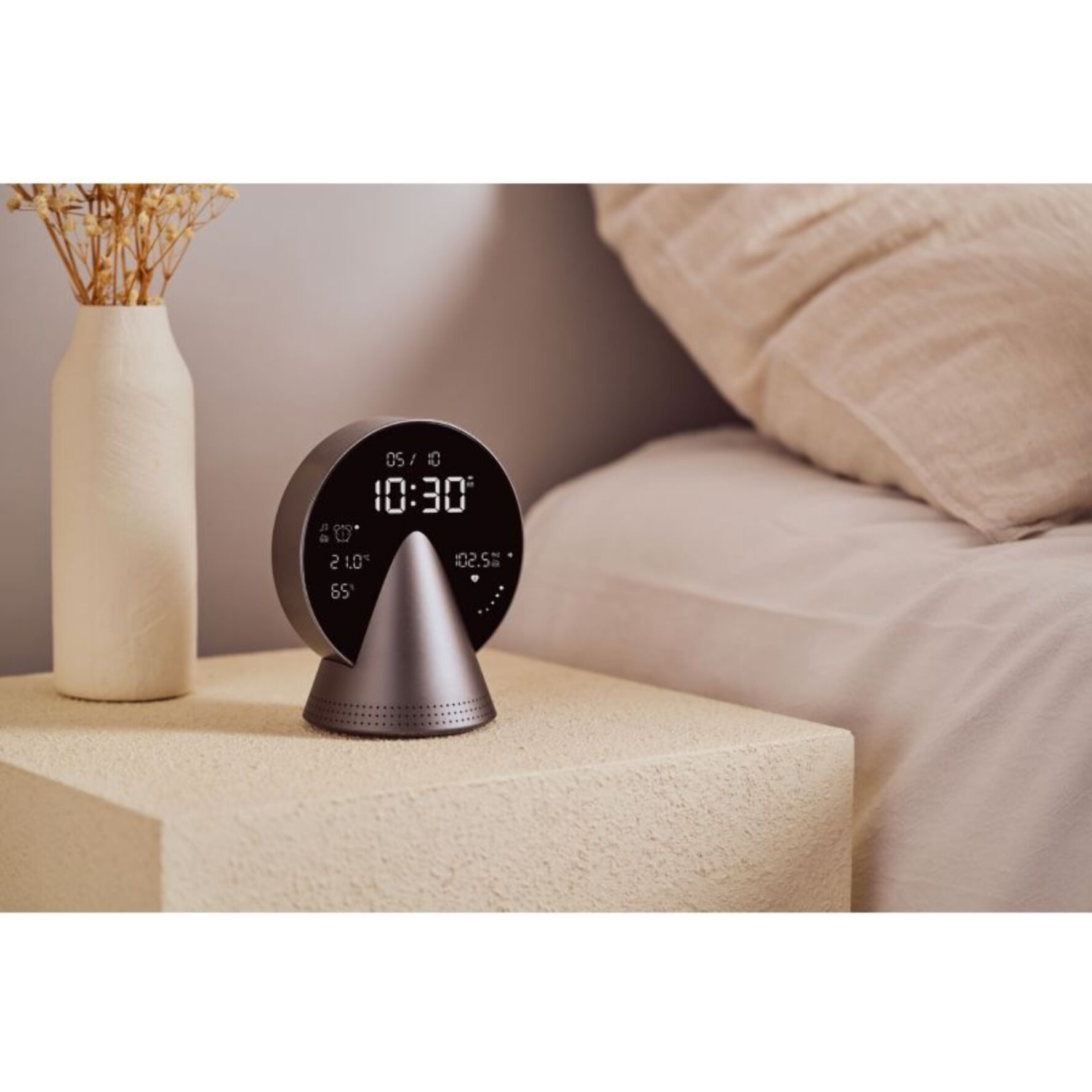Radio réveil LEXON Conic Clock avec fonction Bluetooth Gris