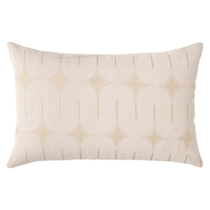 Coussin déhoussable en polycoton à imprimé métallisé - Beige