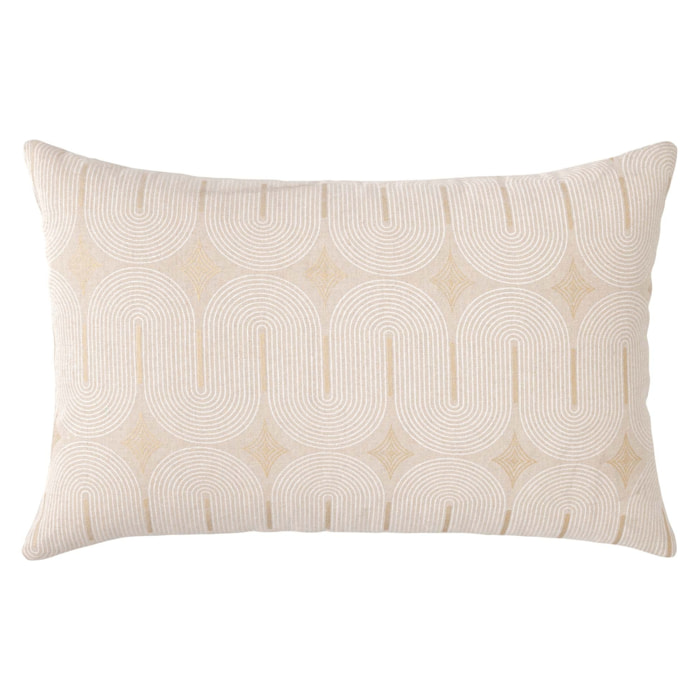 Coussin déhoussable en polycoton à imprimé métallisé - Beige