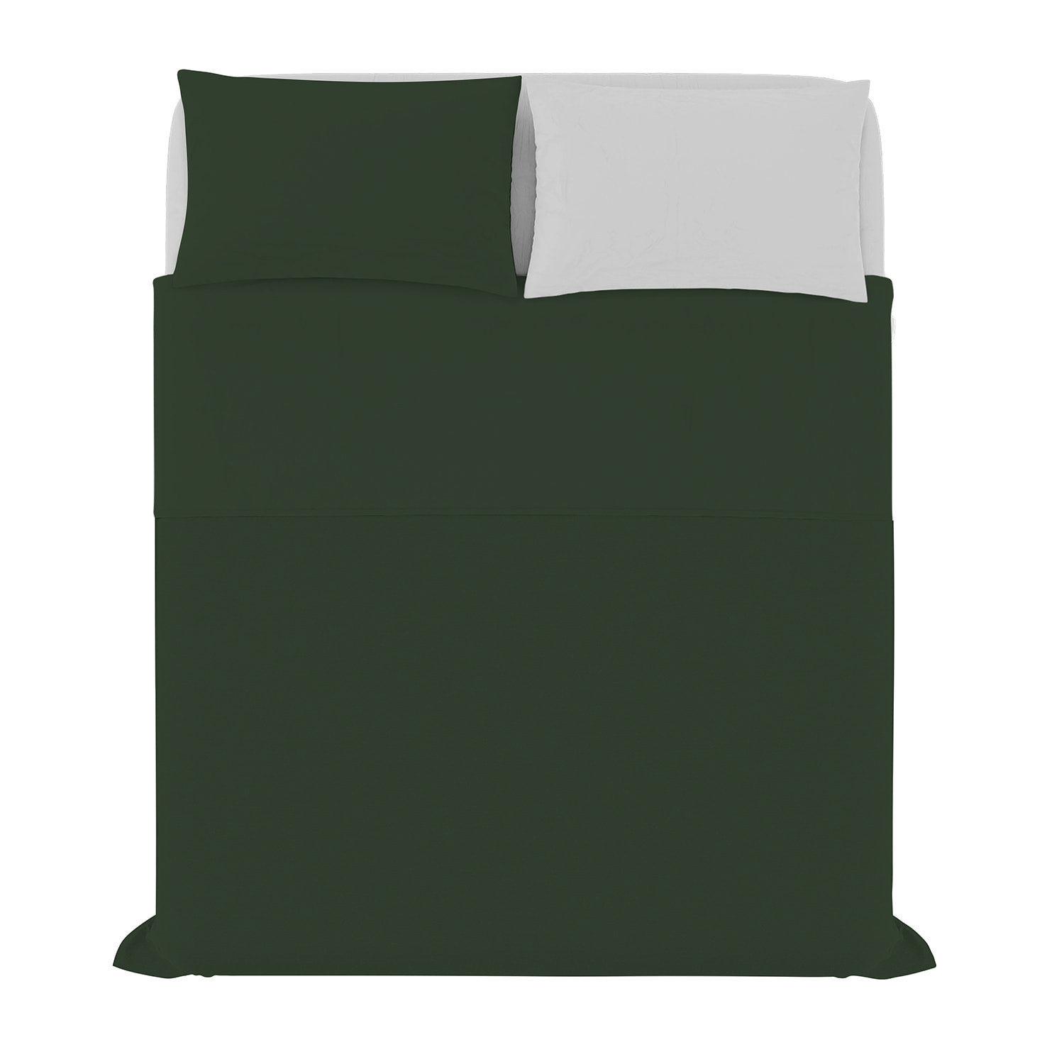 COMPLETO LETTO NATURAL COLOR, 100% Cotone, Made in Italy - VERDE OLIVA/GRIGIO CHIARO