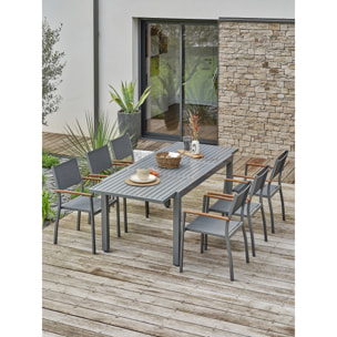 ORSINO - Ensemble repas de jardin 6 places - Gris anthracite
