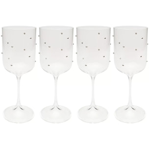 Verres à vin Glam Dots argentés set de 4 Kare Design