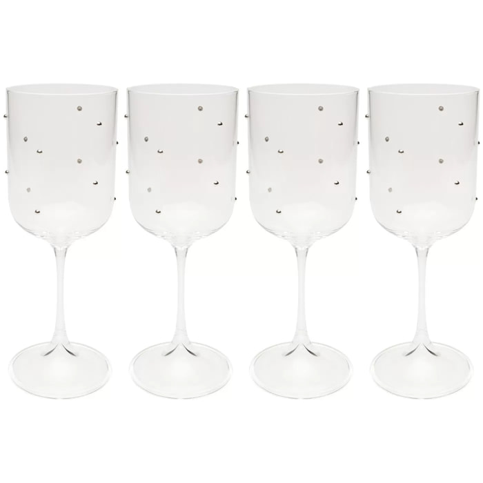 Verres à vin Glam Dots argentés set de 4 Kare Design