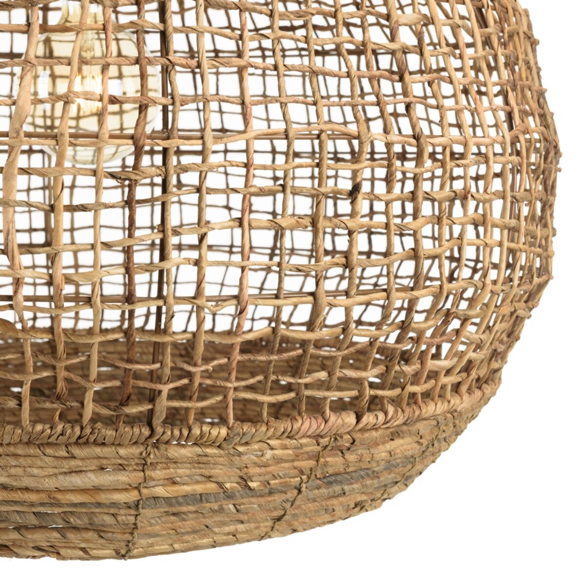 SIXTINE - Suspension 'boule' 83x83cm en abaca couleur naturelle et teck