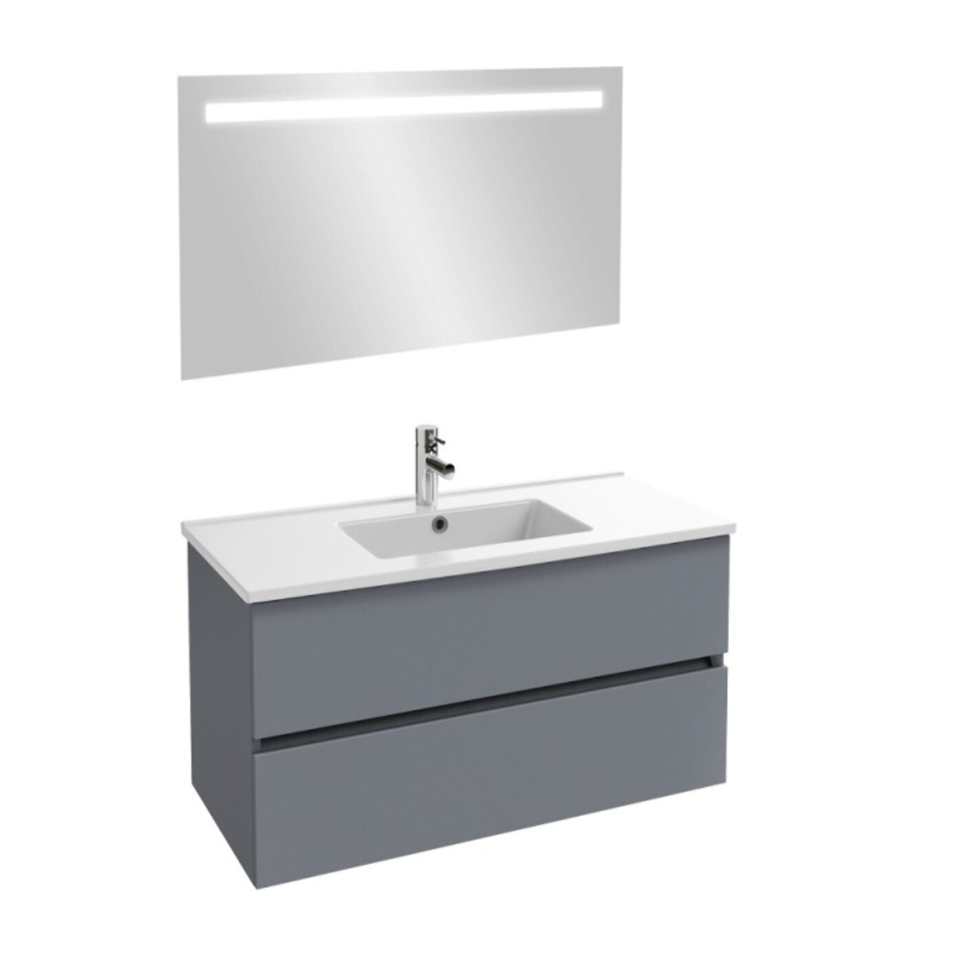 Meuble vasque Tolbiac gris anthracite + miroir led