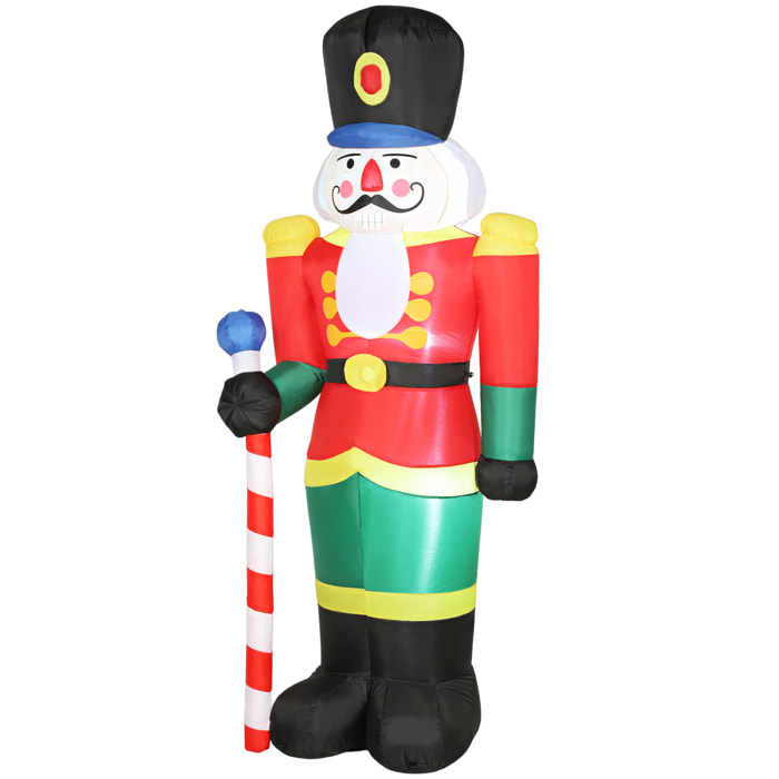 Casse-noisette Noël gonflable H.245 cm LED intégrées sceptre kit installation complet