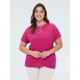 Fiorella Rubino - T-shirt in viscosa con dettaglio perle - Rosso
