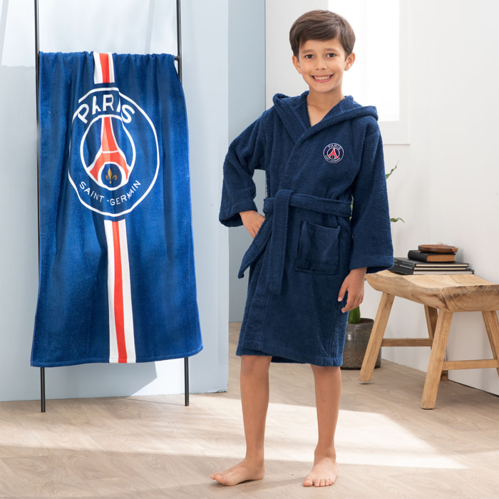 Peignoir à capuche pour enfant 100% coton, PSG TRICOLORE