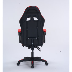 Chaise gaming de bureau ergonomique inclinable noir et rouge JOAO